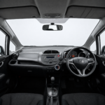 Interior dashboard and cabin of the 2012 Honda Fit X right-hand drive
