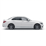 Side profile of the 2014 Mercedes-Benz C-Class C200 White sedan