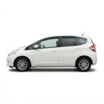 Side profile of 2012 Honda Fit X Black hatchback