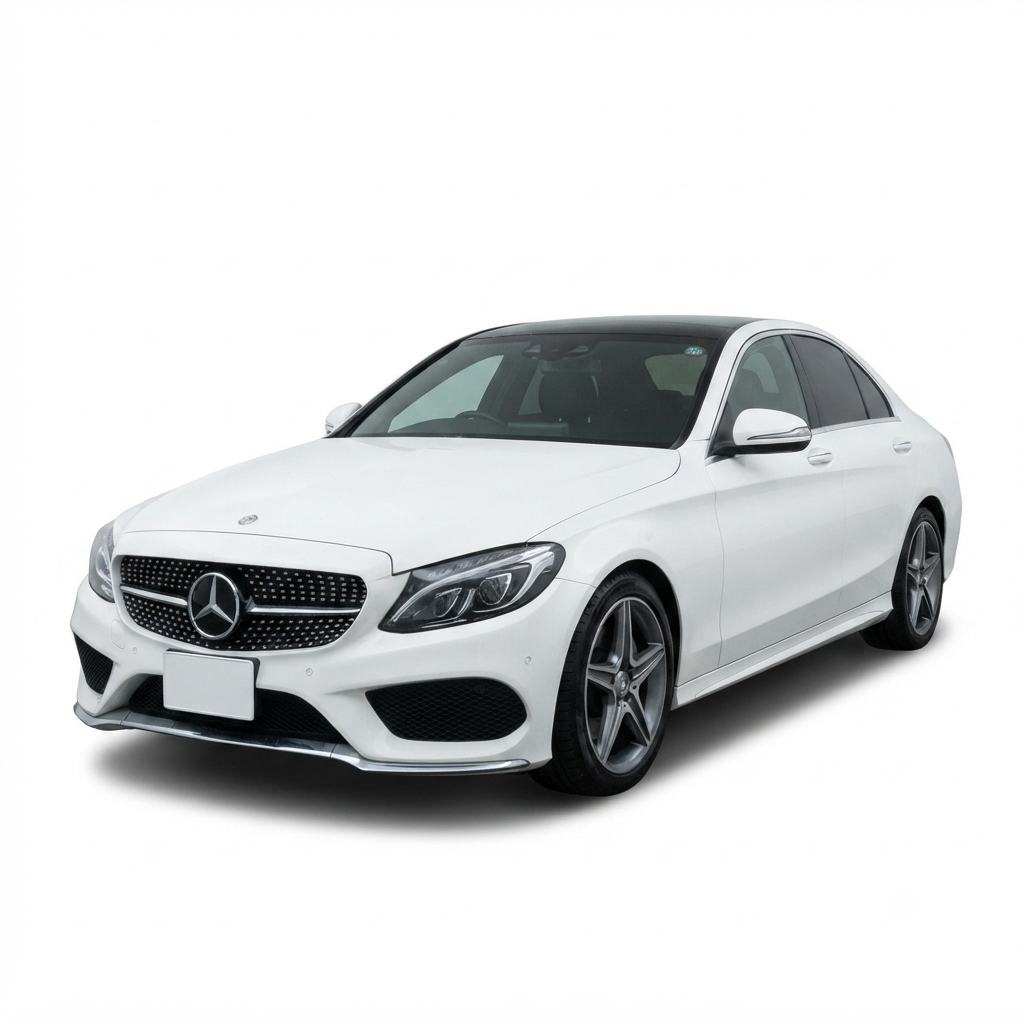 2014 Mercedes-Benz C200 Front View 2014 Mercedes-Benz C-Class C200 front view in White luxury sedan