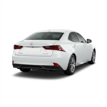 Rear angle of the 2013 Lexus IS300h in Pearl White