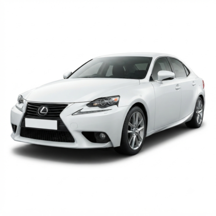 2013 Lexus IS300h front view in Pearl White luxury hybrid sedan