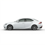 Side profile of the 2013 Lexus IS300h Pearl White sedan