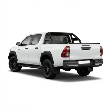 Rear angle of the 2021 Toyota Hilux 2.8 GD-6 Extra Cab 4x4 in White