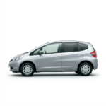 Side profile of the 2007 Honda Fit RS Gray hatchback